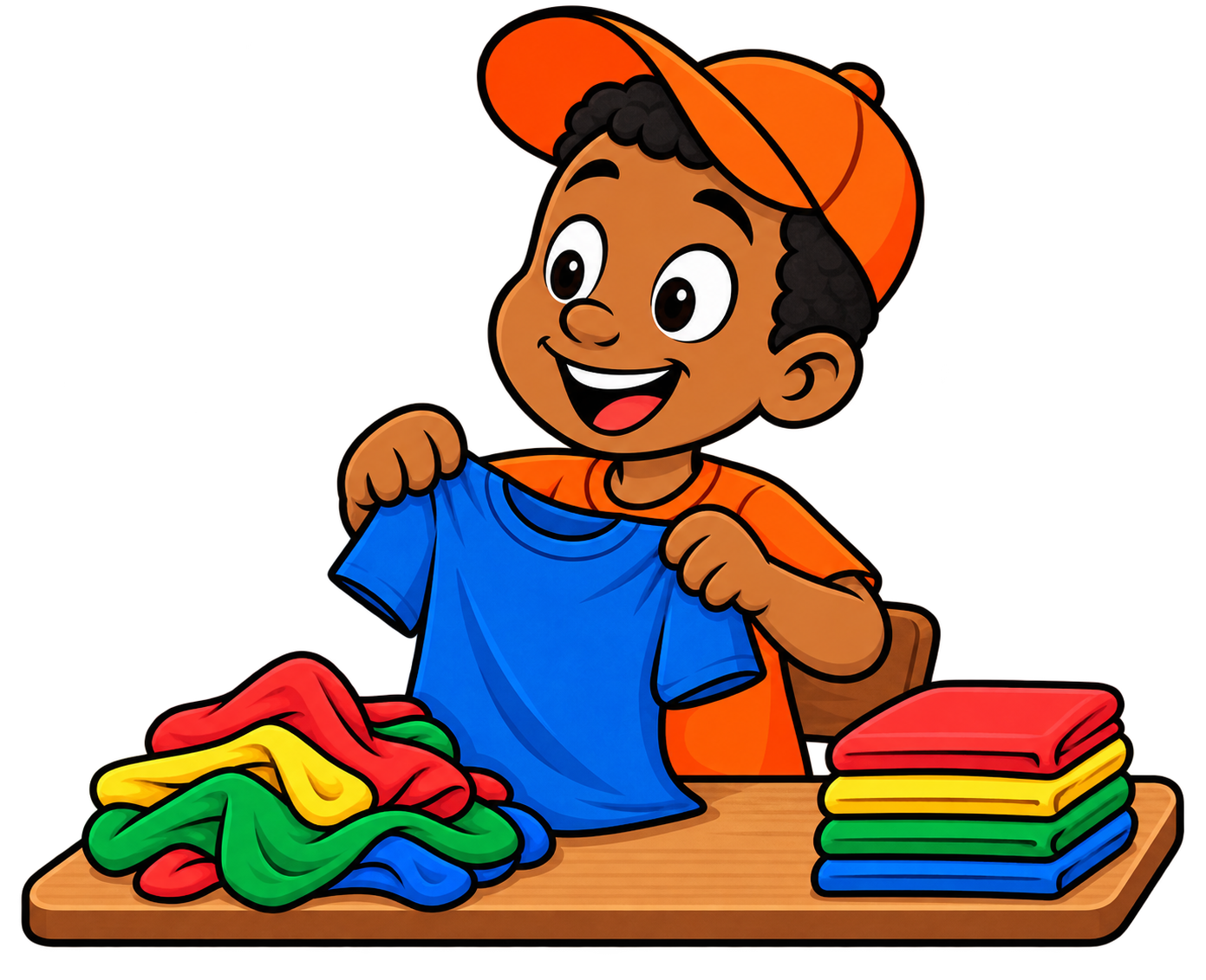 Bubbles Laundry Boy Mascot Folding Clothes
